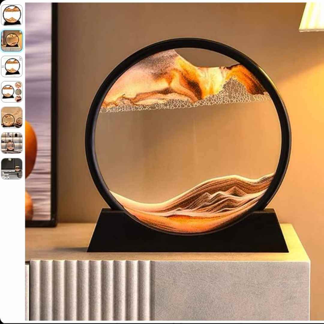 Paisaje de arena de aguas profundas con reloj de arena modelo 3d